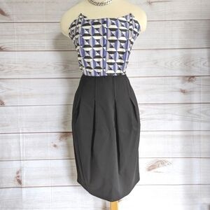 Magaschoni Pleated Wool Pencil Skirt with Slit in Black Size 10